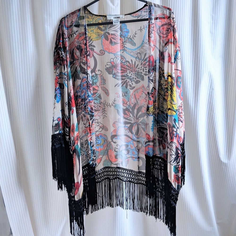 BOHO Floral Fringe Kimono